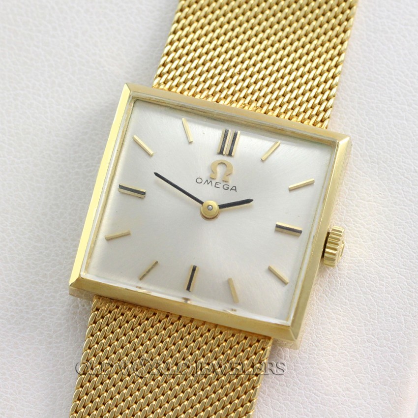 Omega Vintage Dress Watch Ref D6665 14K Gold Mesh Bracelet Unworn